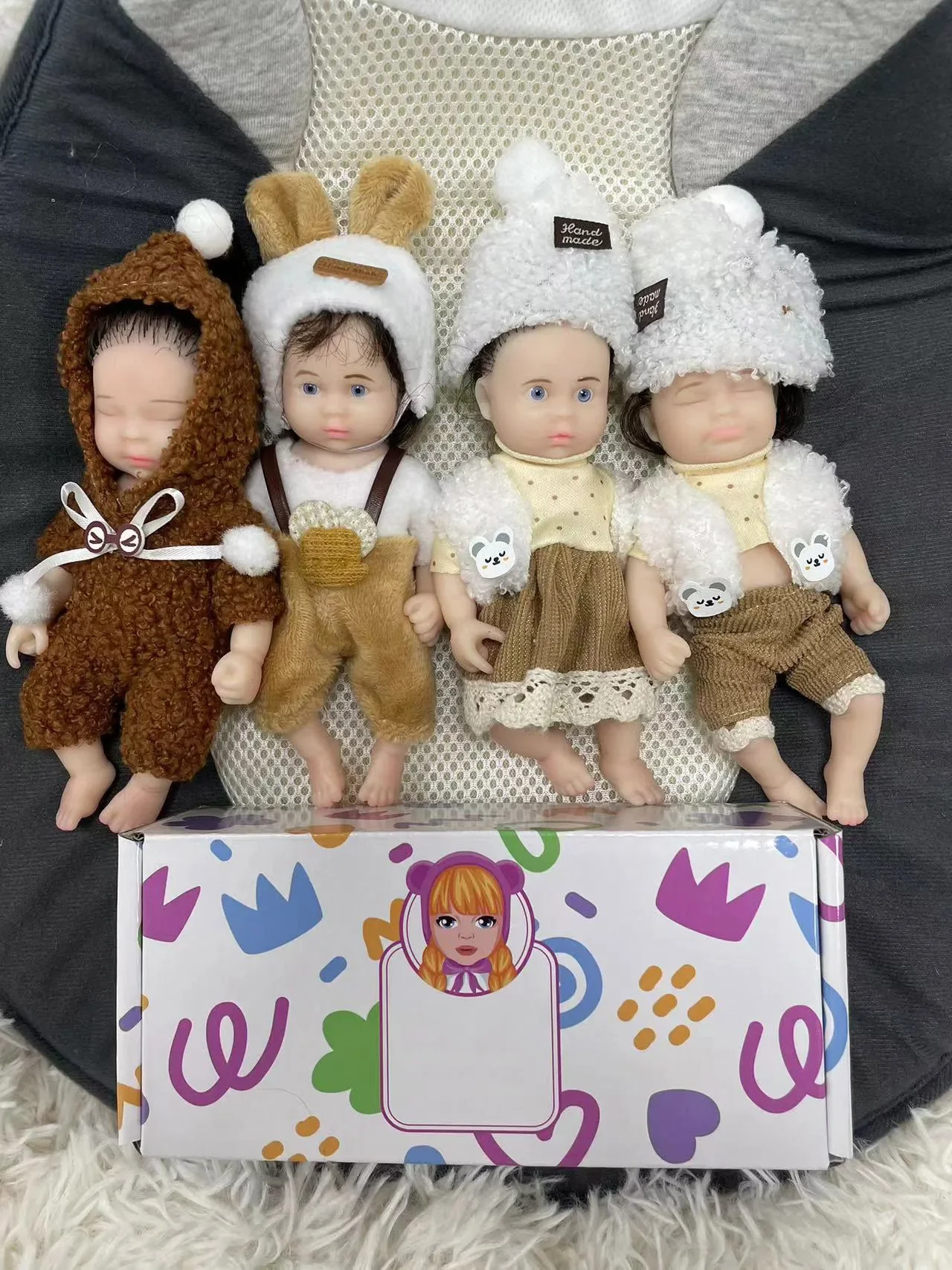 7 Inch Full Body Silicone Reborn Baby Doll Hand Rooted Hair Lifelike Touch Soft Solid Silicone Stretchable Real Picture Kid Toy