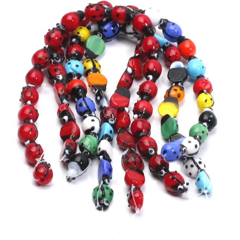 Cute Red Ladybug Beads Murano Lampwork Glass Beads For Jewelry Making Diy Bracelet Necklace Handmade Crafts Accessories