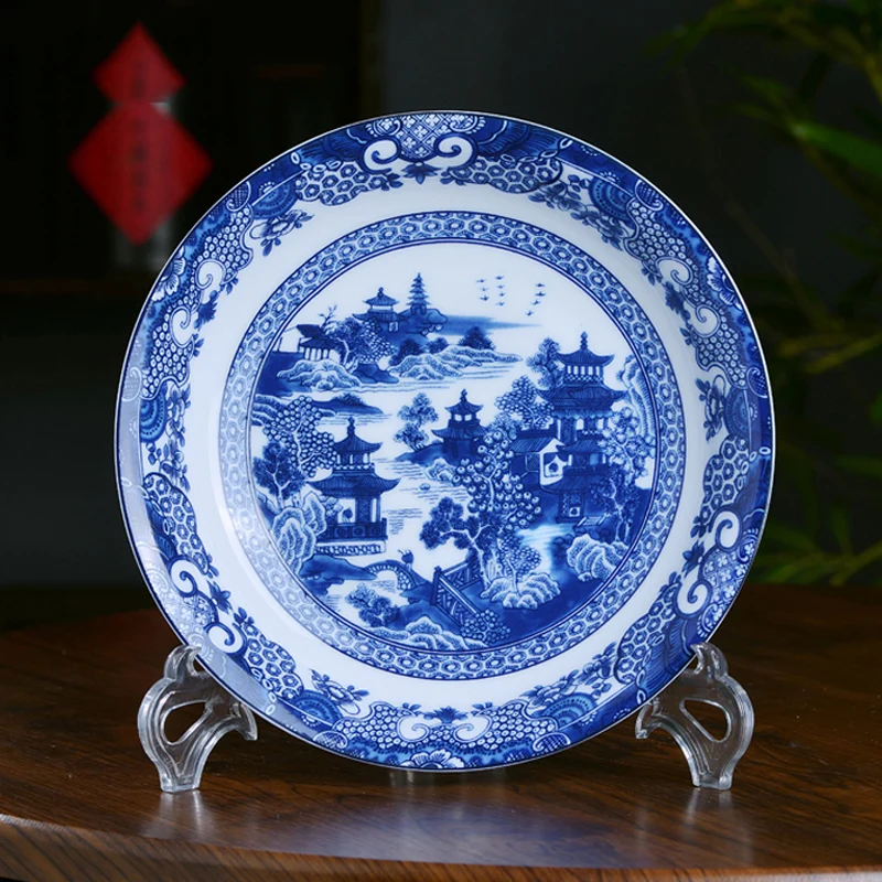 4/6/8/10 inch Jingdezhen Blue and White Porcelain Ceramic Dinner Plates Chinese Household Round Food Plate Small Dish Tableware