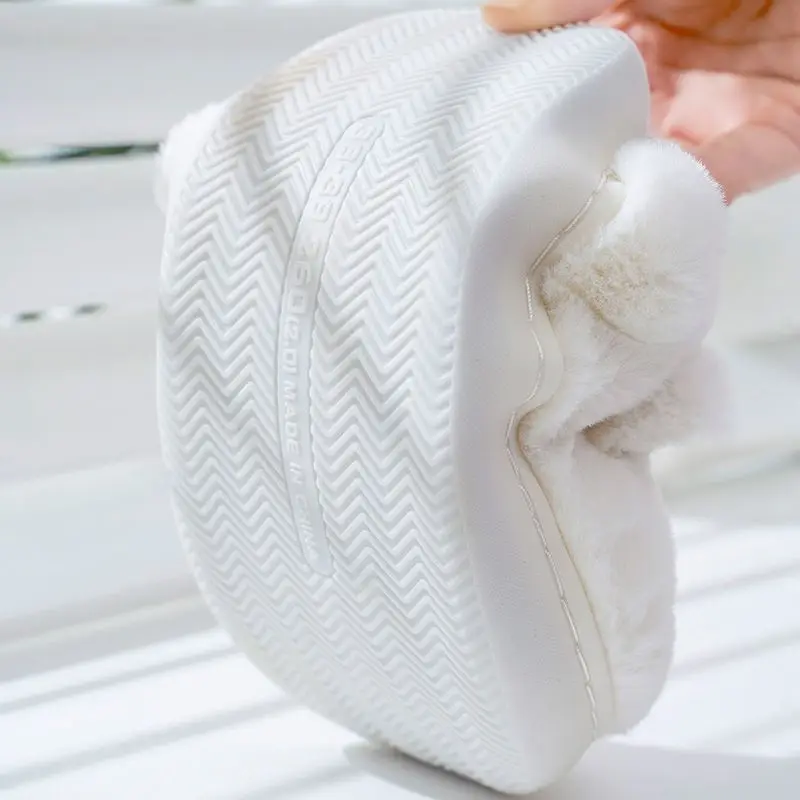 Winter Home Pink Slippers Women Shoes Cute Cartoon Cat Slippers Men Warm Plush Slides Indoor Bedroom Non-Slip Floor Slipper