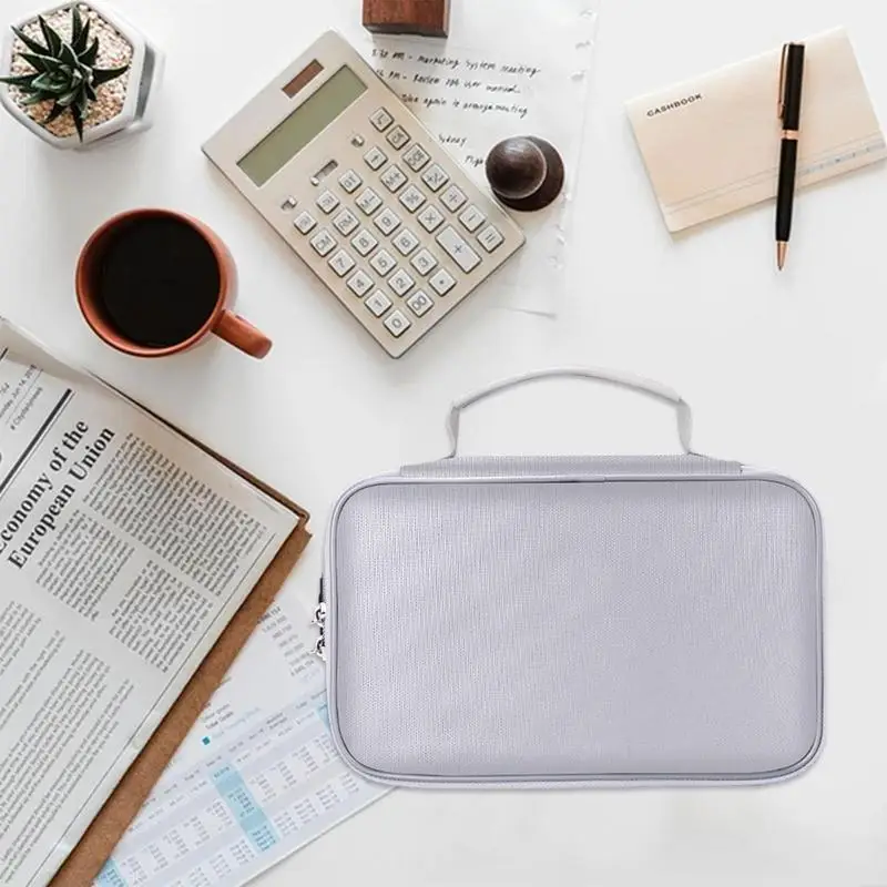 Important Document Holder Multiple Layers Fireproof Document Box Storage Accessories Secure File Bag For Cash Paperwork Cards