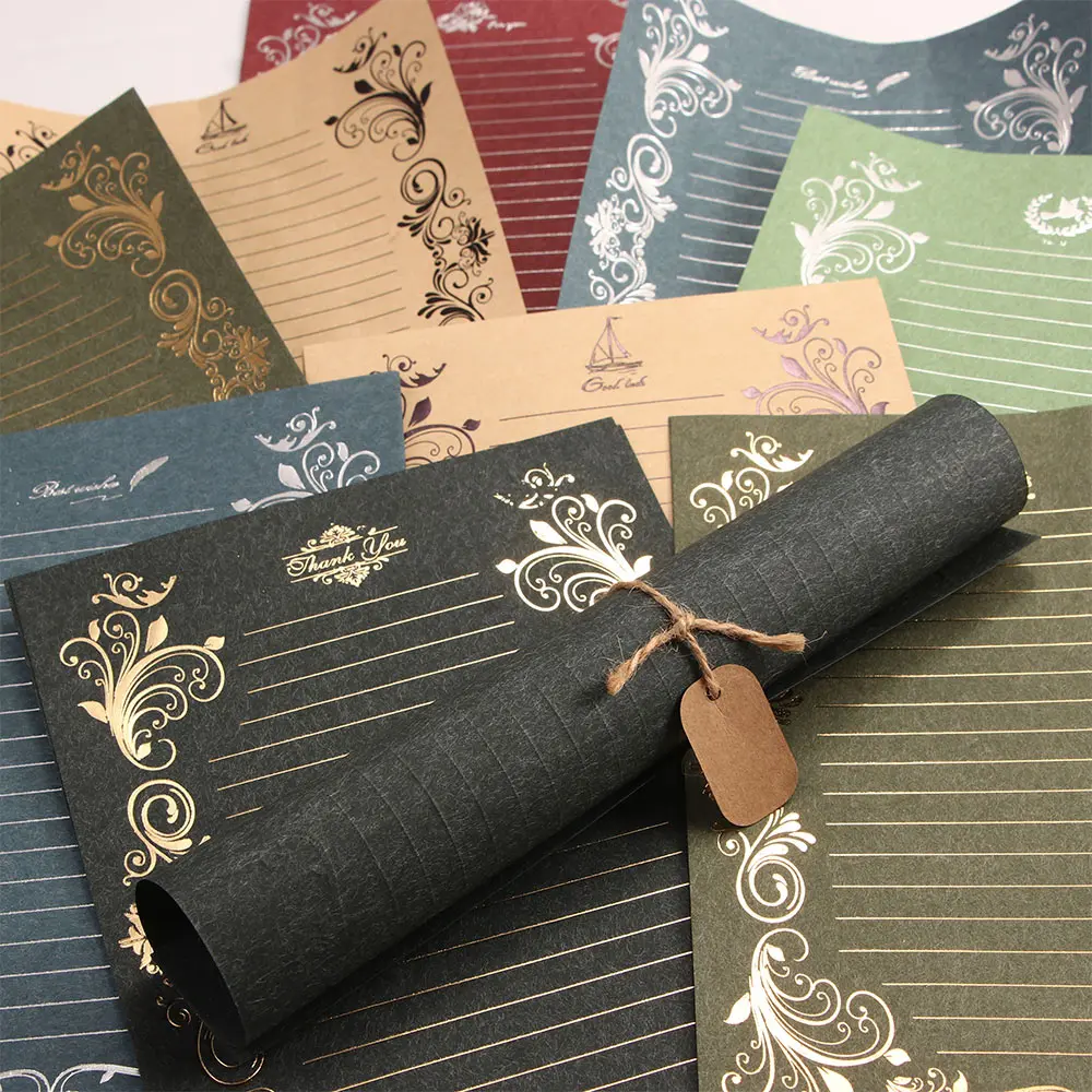 4PCs/Pack Retro Hot Stamping Envelope Paper Stationery High-end Beautiful Romantic Pattern Creative Love Letter Stationery