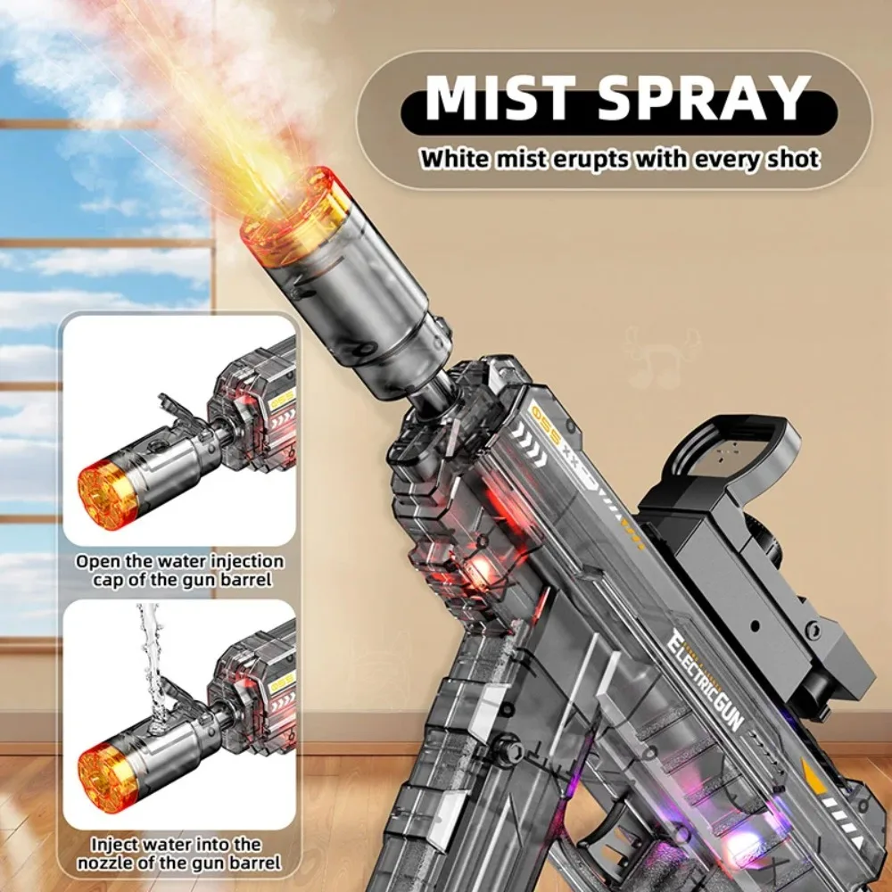 Electric Uzi Assault Toy Gun with Realistic Sound Effects of Flames Light and Sound Spray High Speed Linkage Boy's Toy Gun