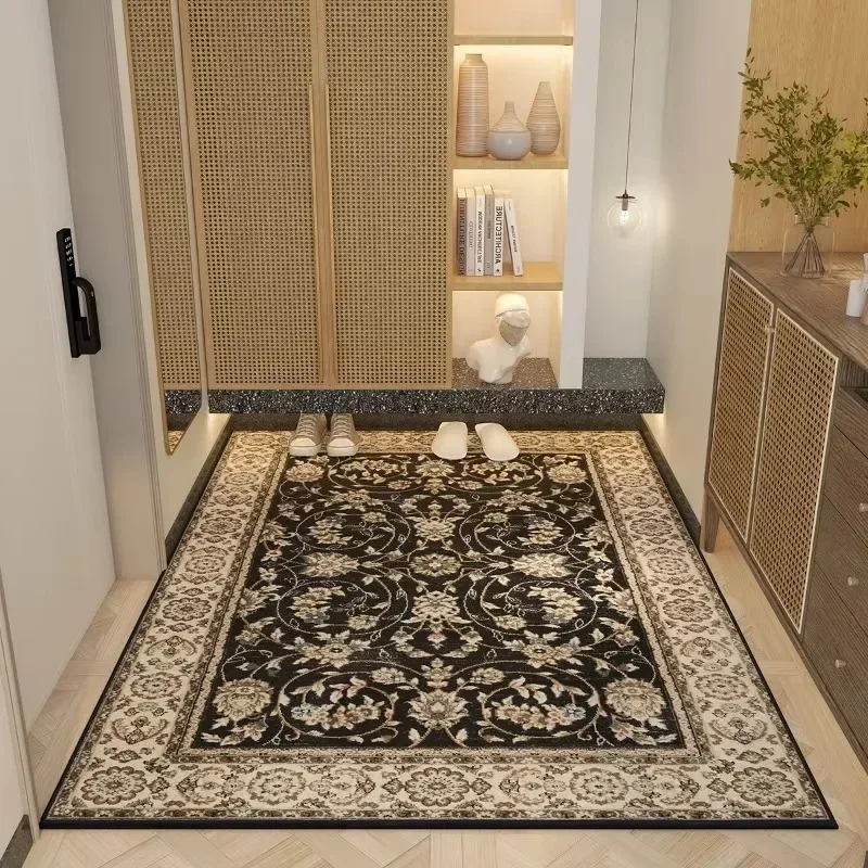 

Entrance Door Mat Light Luxury Retro Flower Coffee Table Soft Rug Living Room Bedroom Bedside Cloakroom Carpet Alfombra 주방 Ковер