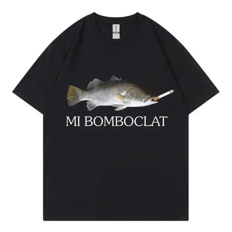 Funny Bomboclat Fish Meme T-shirt High Street Fashion Trend Y2k Short Sleeve T-shirts Women Harajuku Vintage Style T Shirts