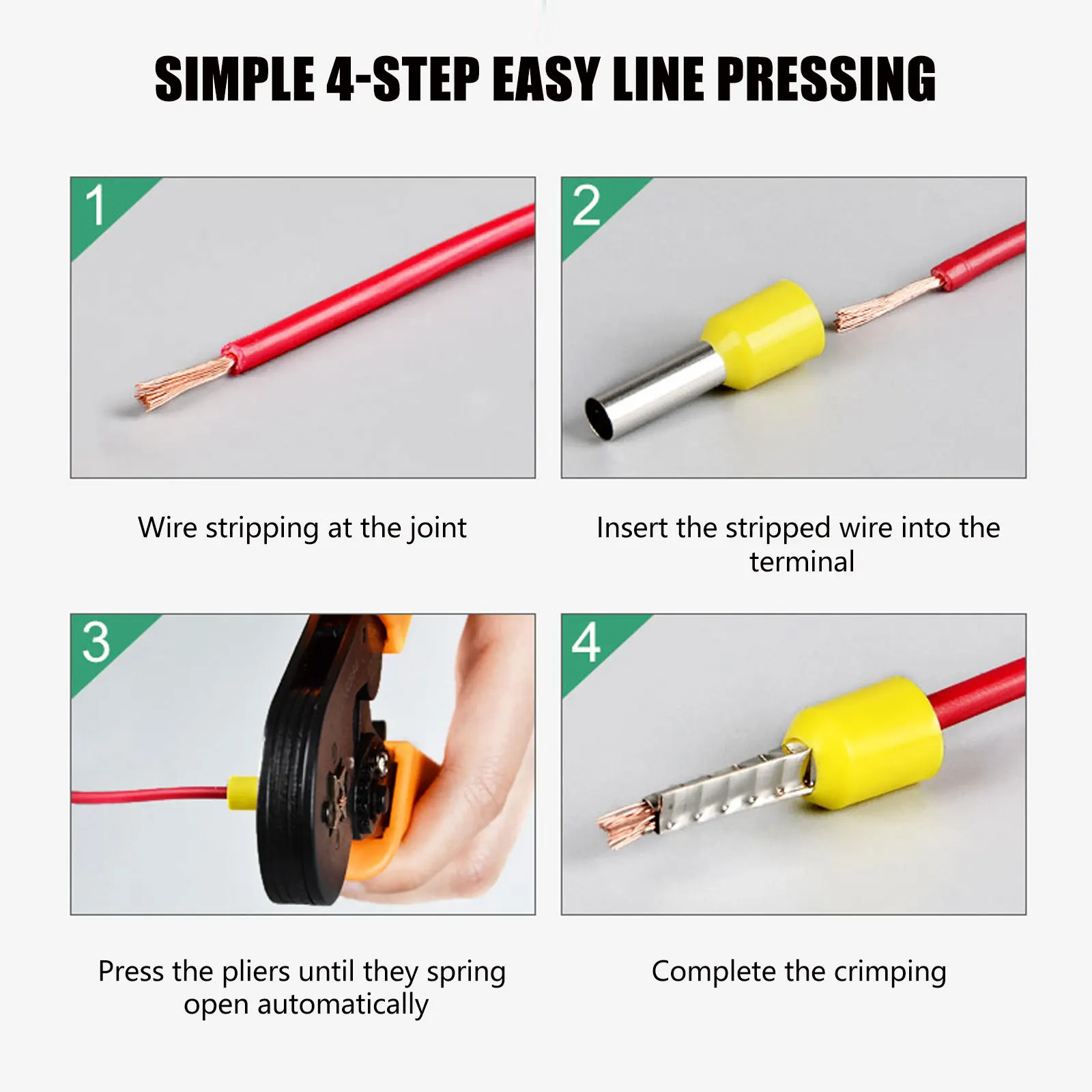 390Pcs Wire Terminal Connectors Copper Crimp Insulated Ferrules Tubular Terminal Blocks for Electrical Cable Connector Crimping