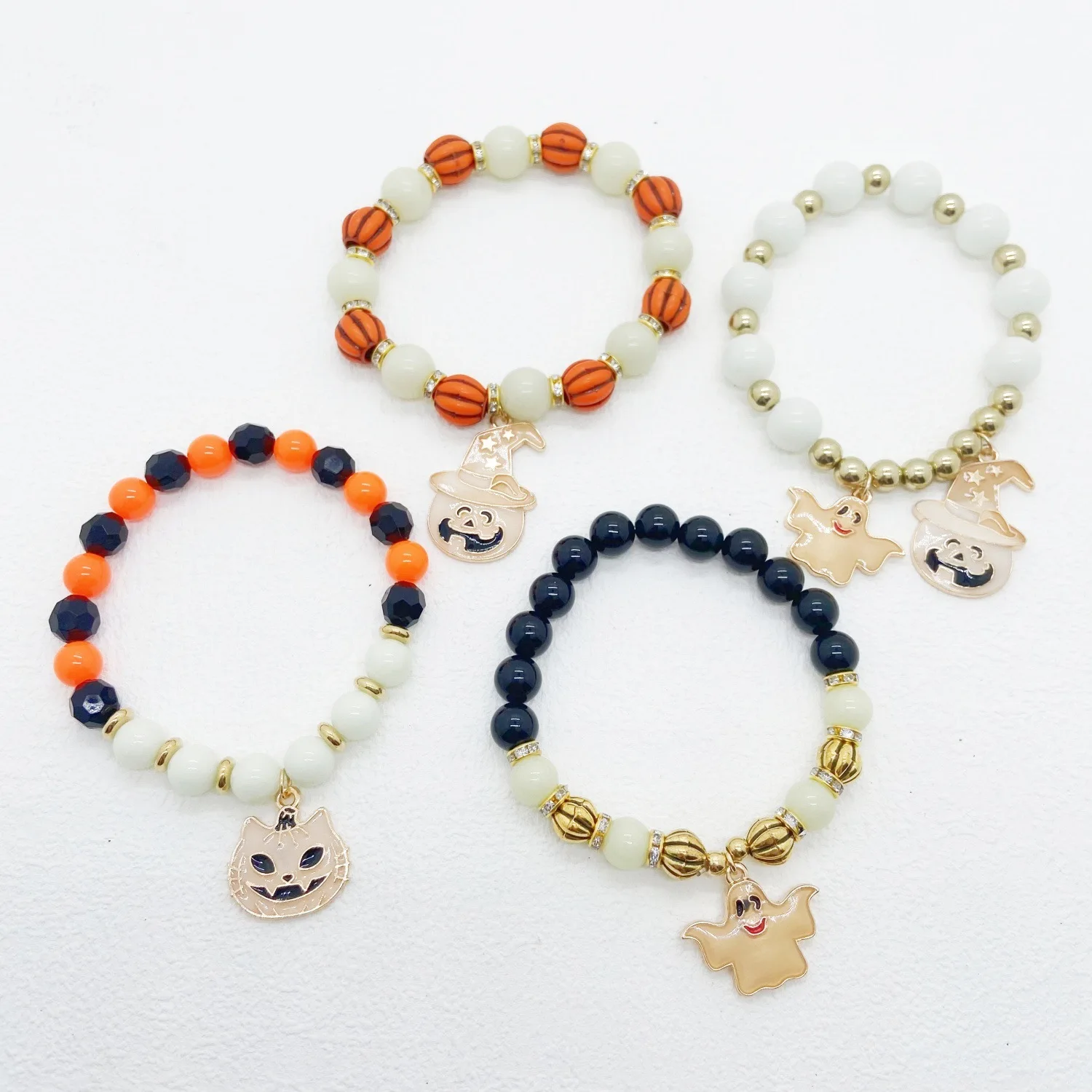 Halloween Pumpkin Head Ghost Night Light Bracelet Jewelry Pendants Accessories Beads Personalized Bracelet Adorable Ornament