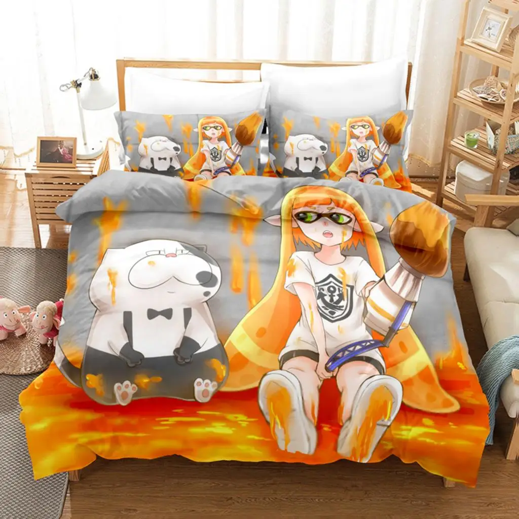 

Splatoon Bedding Set Single Twin Full Queen King Size Kawaii Boys/girls Bed Set Aldult Boys Bedroom Duvetcover Sets 3D Print 011