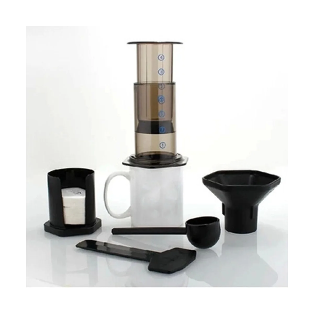 A14G-إبريق قهوة محمول مخمر يدويًا وعاء ضغط فرنسي ضغط يدوي مرشح بالتنقيط لمكتب المنزل والسفر مخيم صانع القهوة