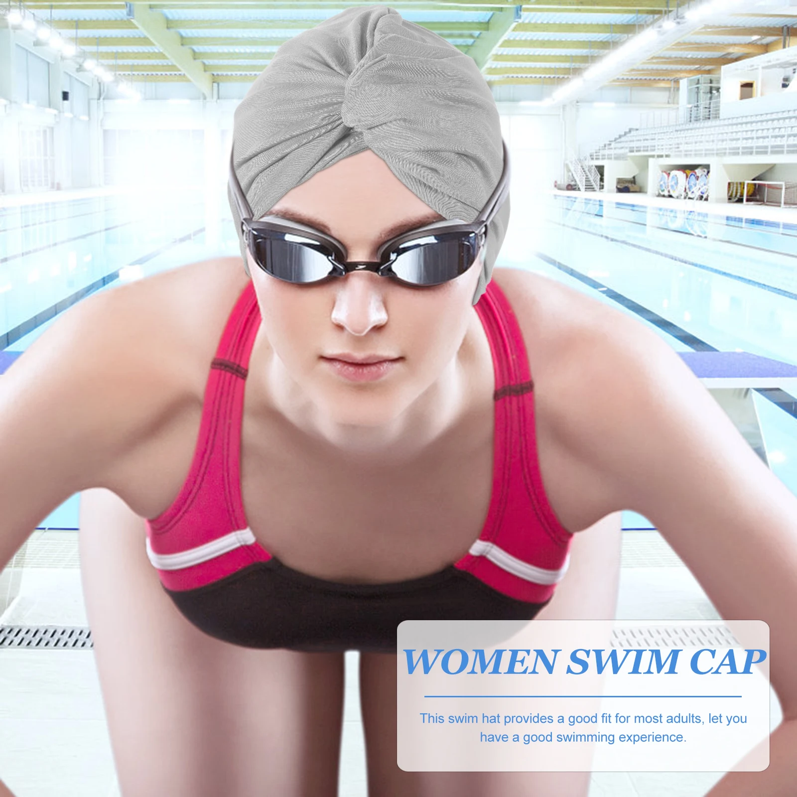 

2Pcs Adult Beach Hat Swimming Cap for Women Long Hair Large Swim Cap Nylon Comfortable Spa Pool Summer Water Sports