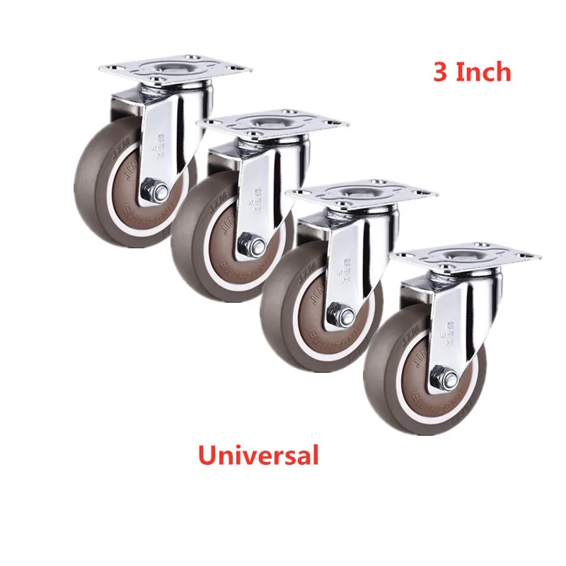 4 Pcs/Lot 3 Inch Universal Caster Rubber Mute Light Furniture Medical Shelf Ventilator Wheel