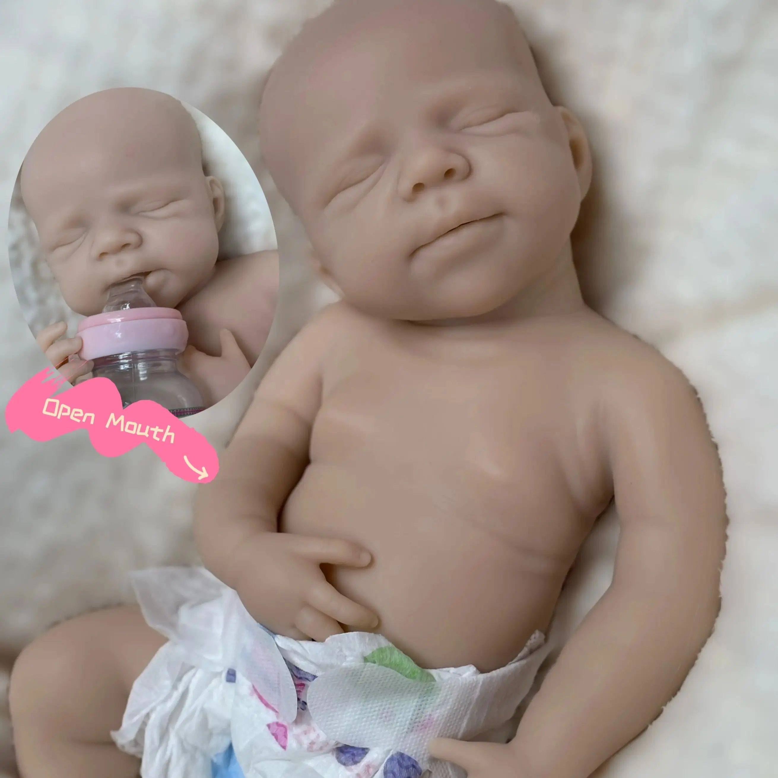 18Inch Open Mouth Pascale Reborn Dolls Full Body Soft Silicone Bebe Reborn Doll Toys For Kid's Christmas Gifts Reborn Baby Dolls