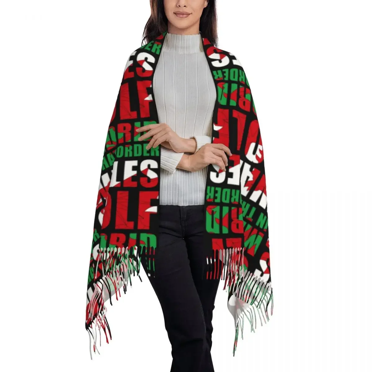 Wales Golf Madrid Scarf Tassel Scarves for Women Soft Warm Shawls and Wraps Large Fall Winter Shawl Wrap