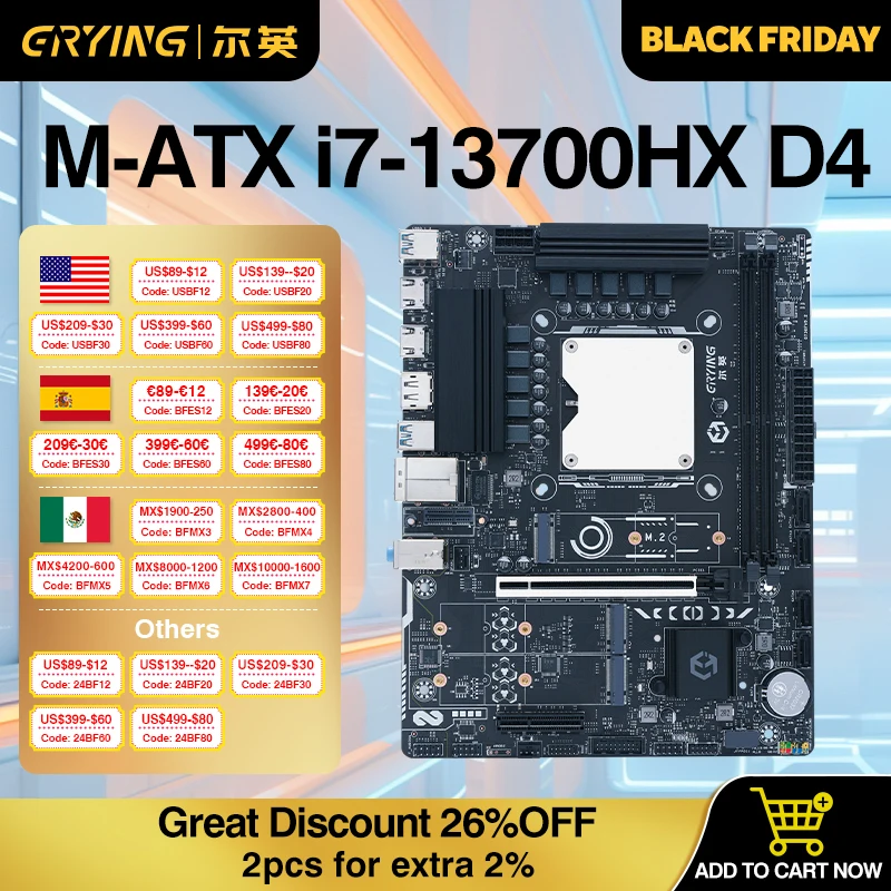 ERYING DIY Gaming PC Computer Motherboard with Onboard CPU Interpose kit i7 13700HX 16C24T DDR4 RAM Memory Desktop PC Gamer