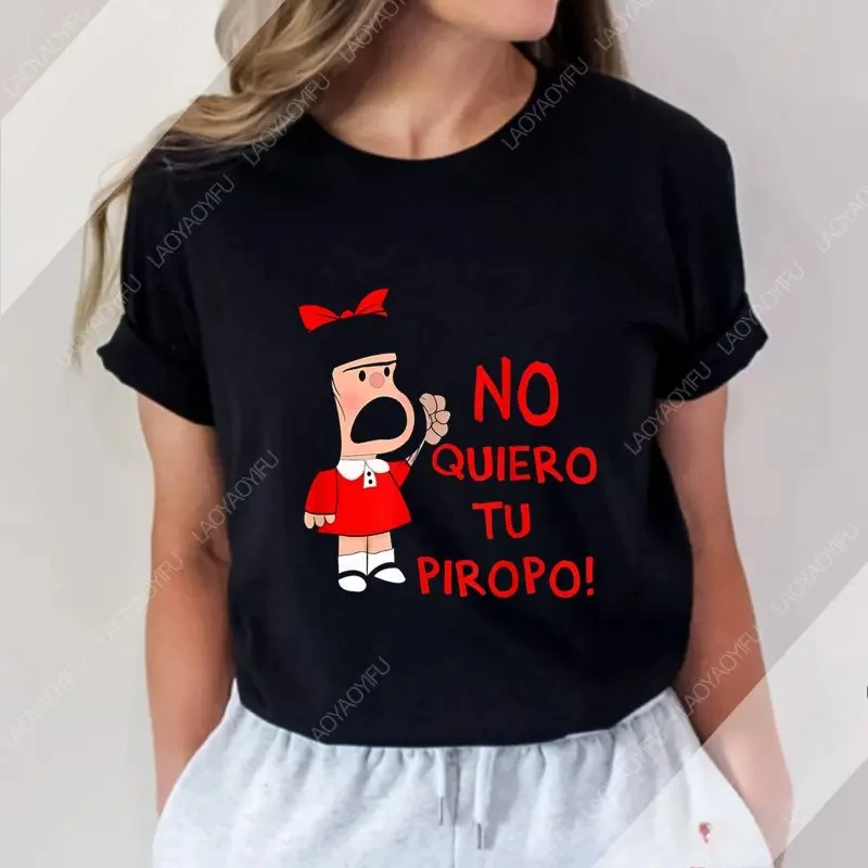 Y2K Aesthetic Unisex T Shirt Mafalda Kawaii Cartoon Graphic Retro Streetwear Cotton Funny Anime Casual Daily Short Sleeve Tee