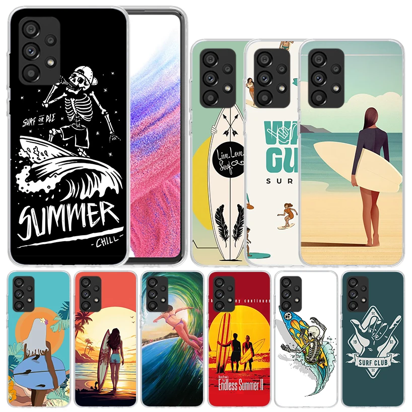 Surf Board Aesthetic for Samsung Galaxy A15 A14 A13 A12 A55 A54 A53 A52 Phone Case A35 A32 A33 A34 A25 A22 A23 A24 A04S A03S A02