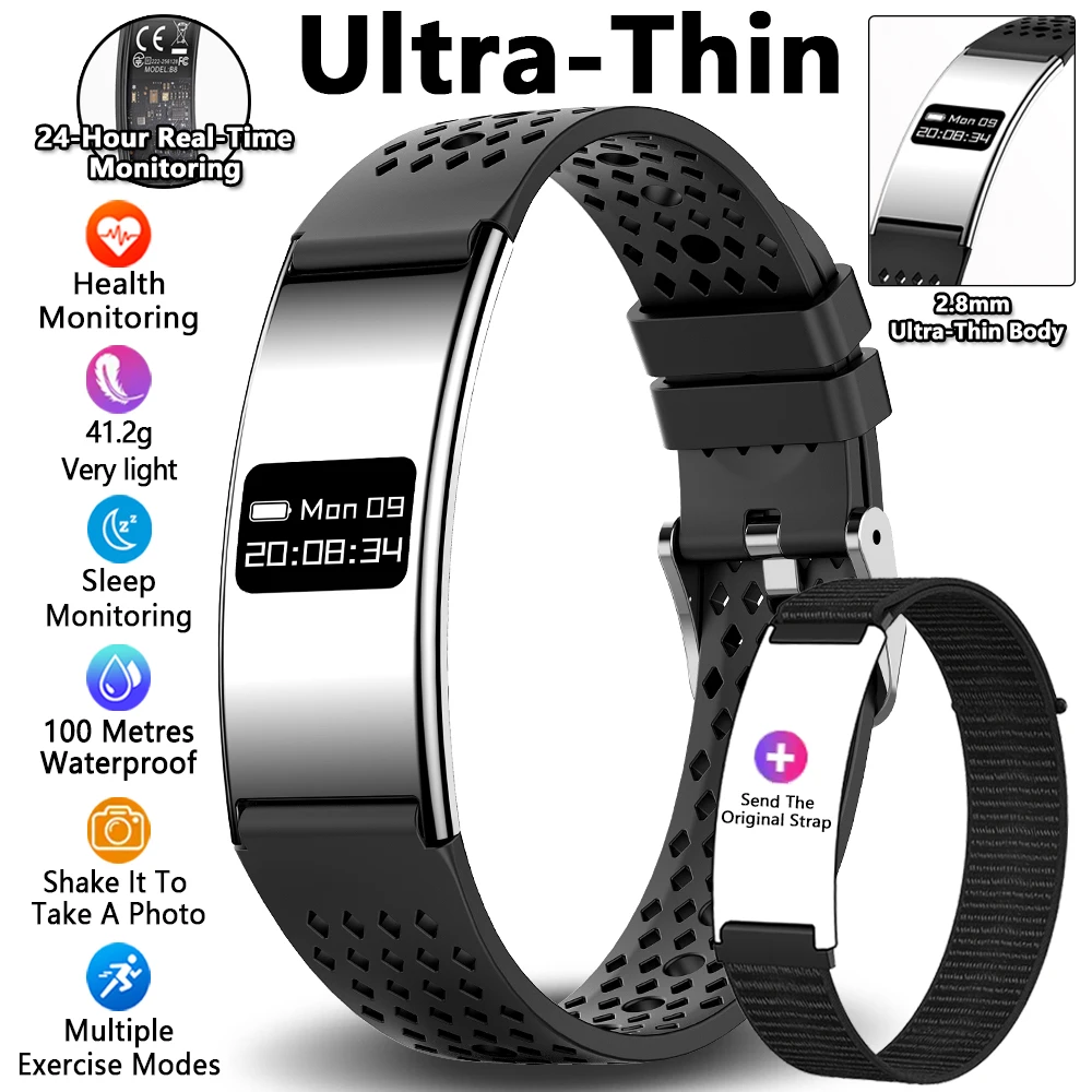 Mannen Vrouwen Slimme armband Hartslag Slaapmonitor Gezondheid Slimme band Waterdichte sport Fitness Tracker Smartwatch voor Android iOS