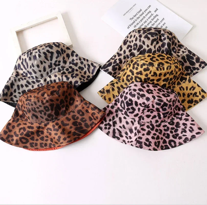 New Hats for Summer Leopard Print Fisherman Hat Double-sided Basin Hats Outdoor Sun Protection Sunshade Hat