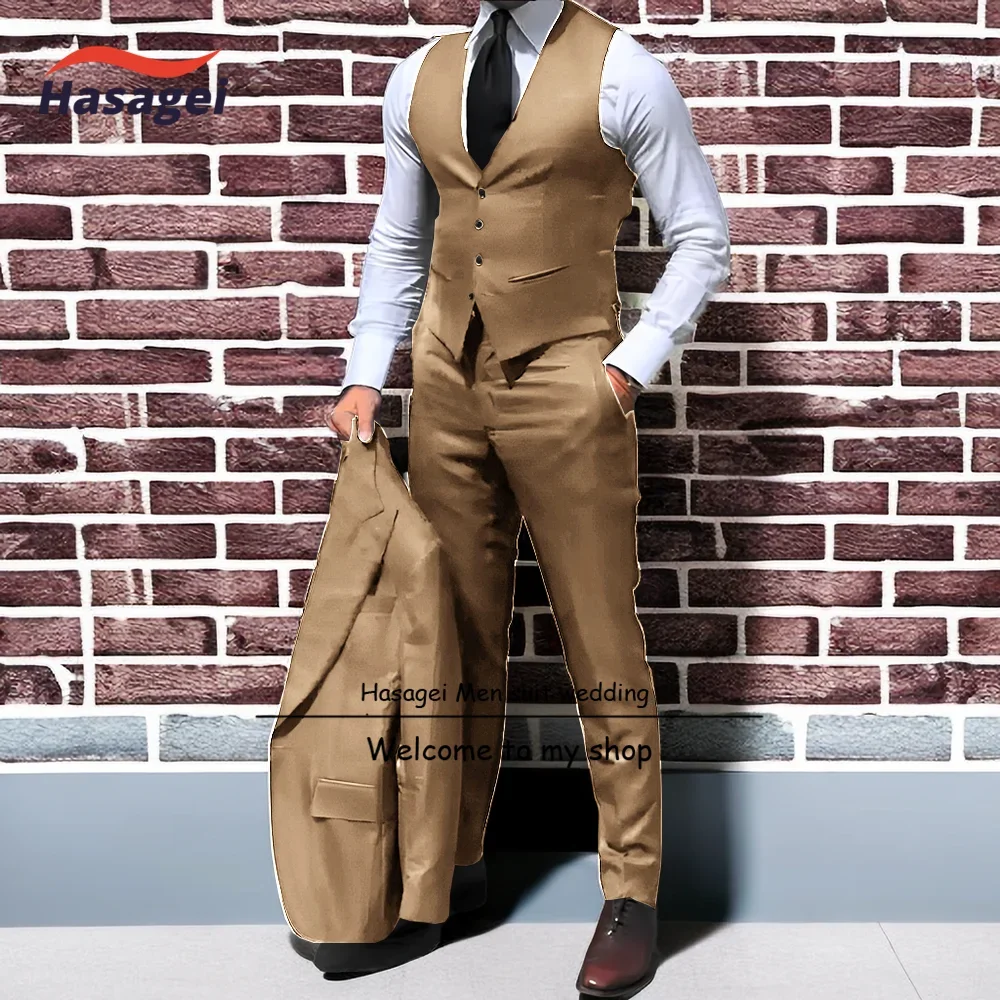 

Formal Business Men's 3 Piece Suit Slim Fit Suits One Button Blazer Vest Pants Wedding Prom Tuxedo Men Suits