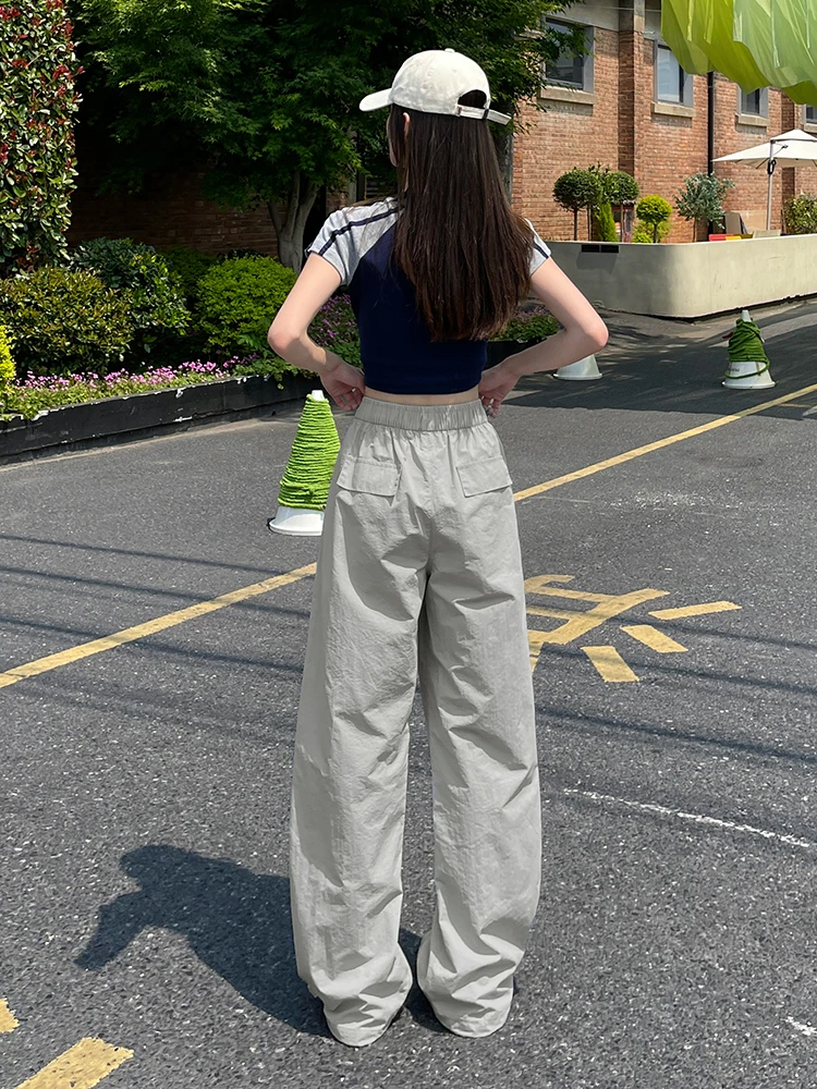 سراويل نسائية صيفية سريعة الجفاف - سراويل رياضية كاجوال فضفاضة بتصميم برشام عصري كوري #2