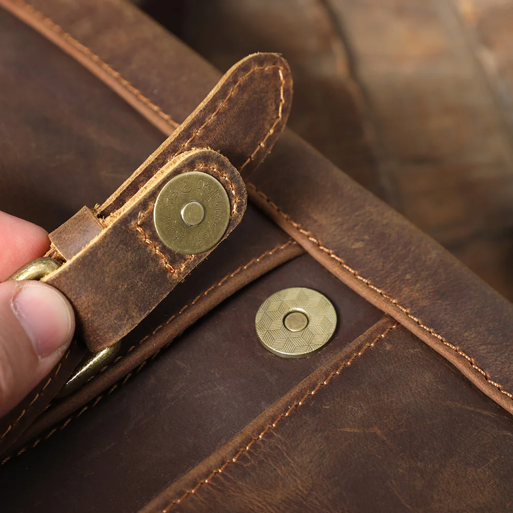 S.WORKER Vintage Echtleder Herren-Umhängetaschen Handgefertigte 12-Zoll-Tasche für iPad, Handy und Schlüssel Geschenk für Männer – Detail 15
