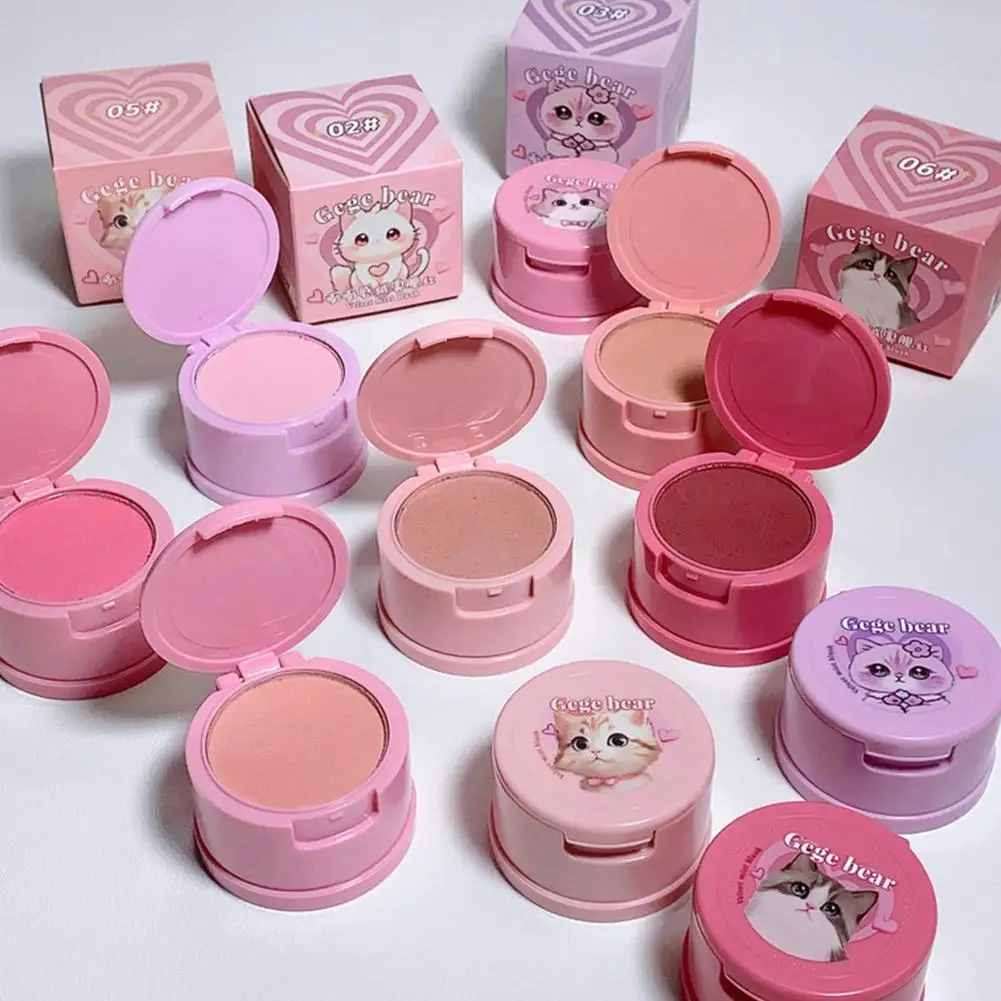 Kawaii Cat Blush Creme, Rosa Vermelha Matte Blush, Veludo Sedoso, Cor Rica, Pó de Tinta Bochecha, Rosa Morango, Maquiagem Rouge Face Beauty
