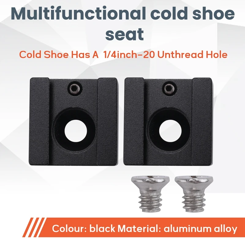 Cold Shoe Mount Aluminum Adapter Bracket Hot Shoe with 1/4 Thread for Camera Cage Flash Shoe Mount(2 PCS)-DTD2