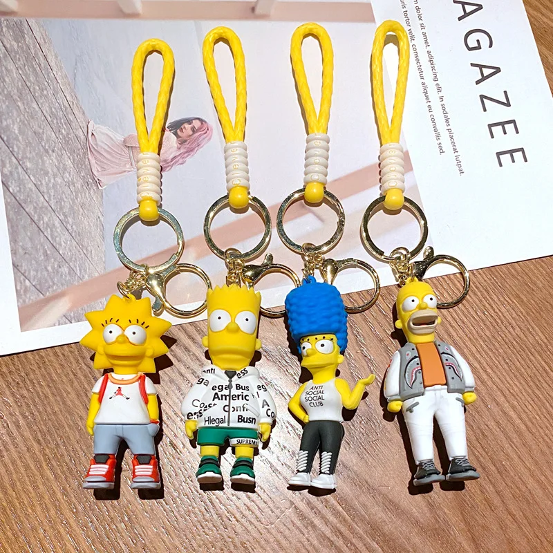 The Simpsons Keychain Kawaii Walt Disney Anime Simpson Fashion Keychain Figurine Pendant Girl Backpack Ornament Fun Holiday Gift