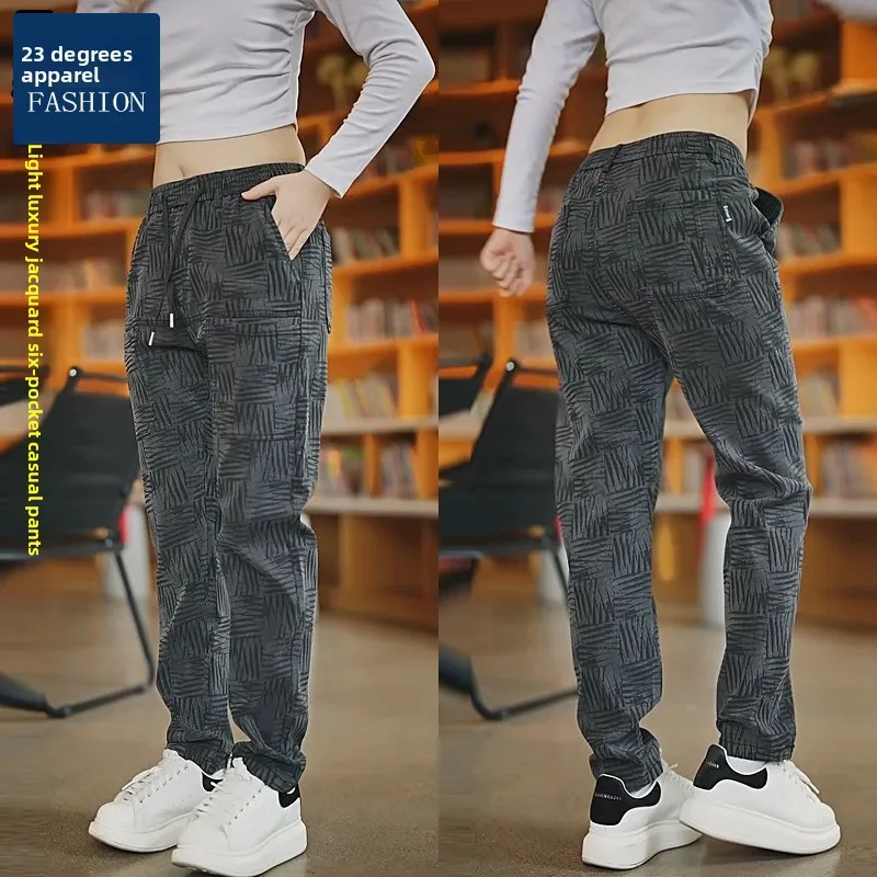 

Мужские повседневные брюки на осень-зиму с цветочной вышивкой, свободные, прямые, немнущиеся, драпирующиеся, в деловом стиле, элегантные