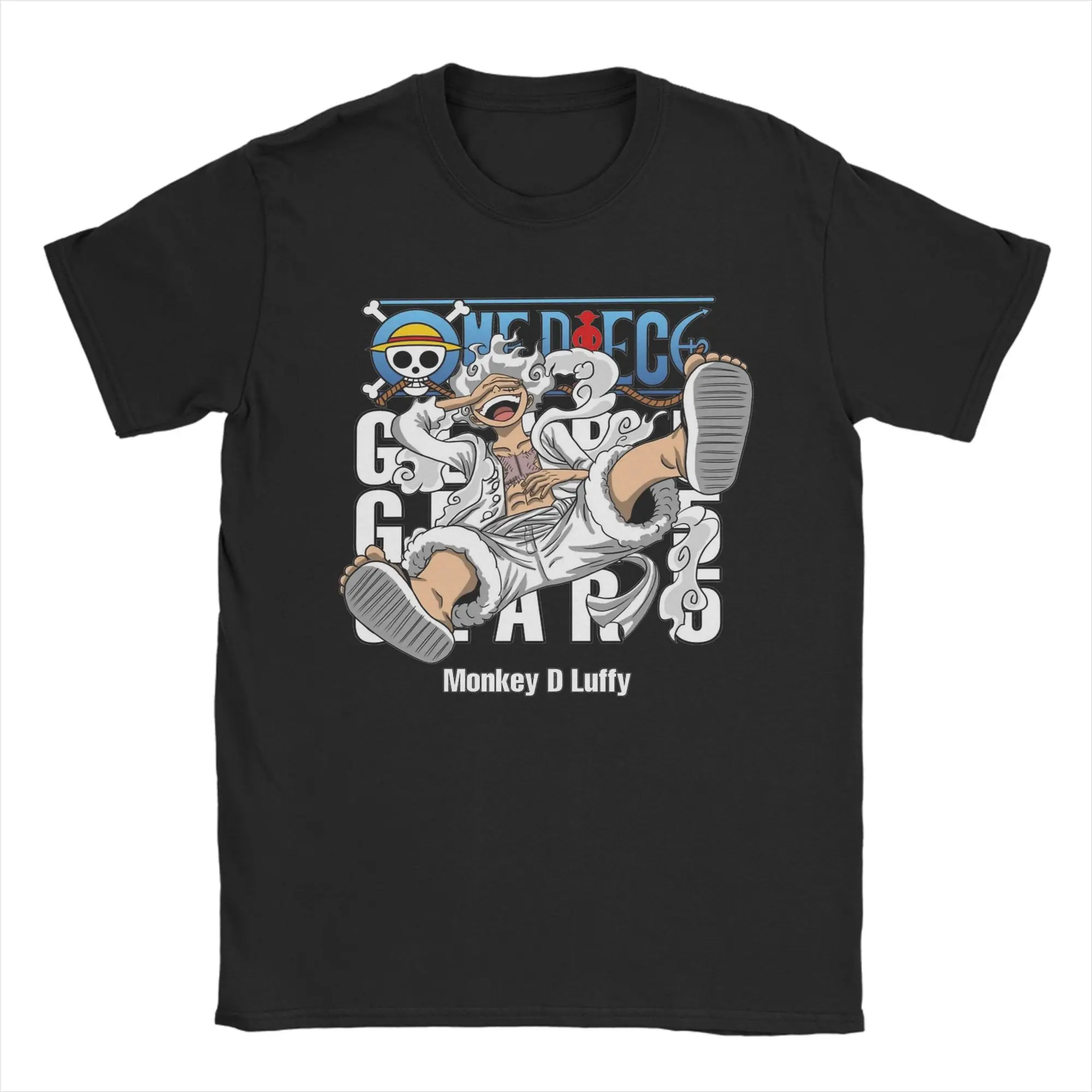 Camiseta Unissex Monkey D Luffy Gear 5, T-Shirt de Algodão para Lazer, Manga Curta, One Piece, Gola Redonda, Tamanhos Grandes