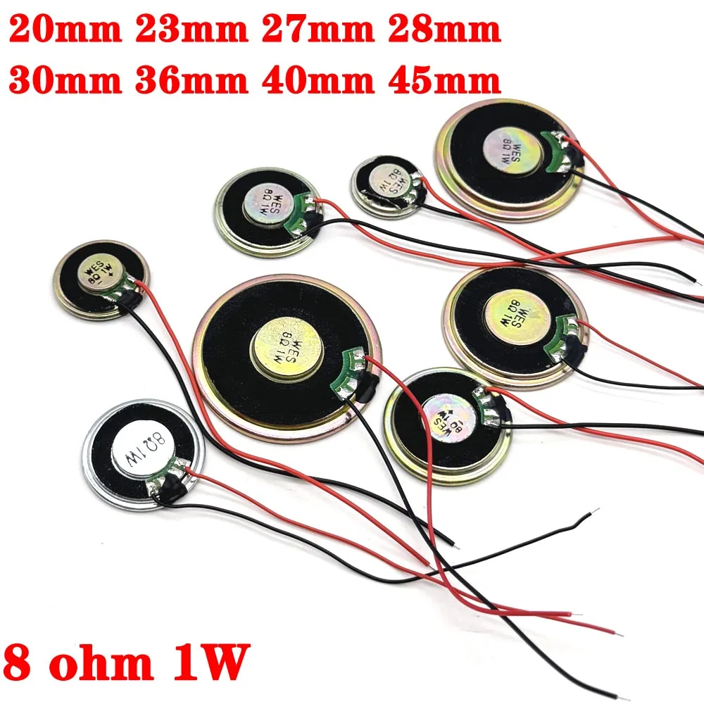 

Speaker Loudspeaker Audio Alarm 20mm 23mm 27mm 28mm 30mm 36mm 40mm 45mm 8 ohm 1W Tablet Phone Computer Trumpet Horn connector