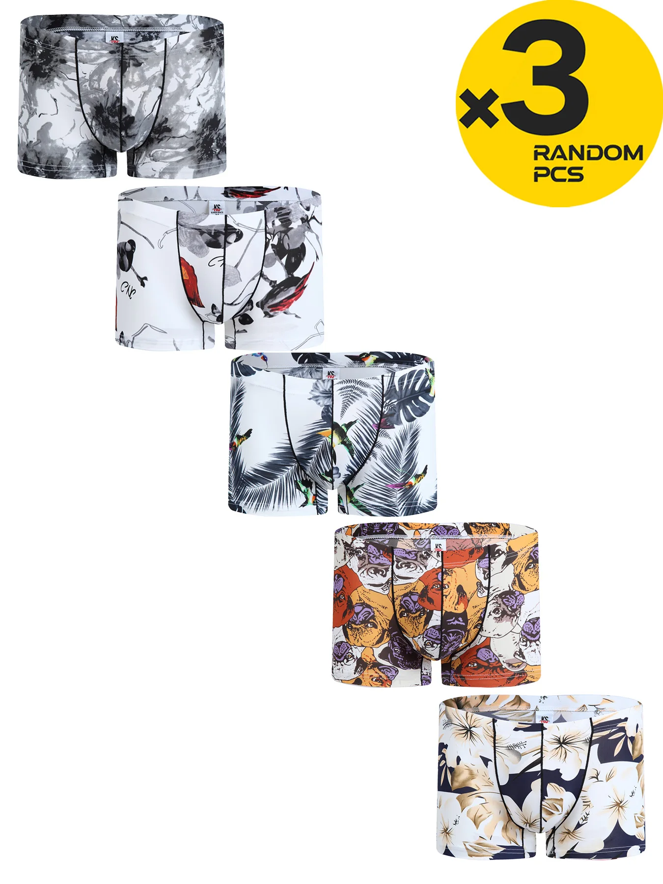 

Мужские трусы-боксеры, сексуальное нижнее белье, дышащие боксеры с принтом, мягкие U-образные трусы, мужские трусы из ледяного шелка, специальное предложение, 3 шт., 4 шт.