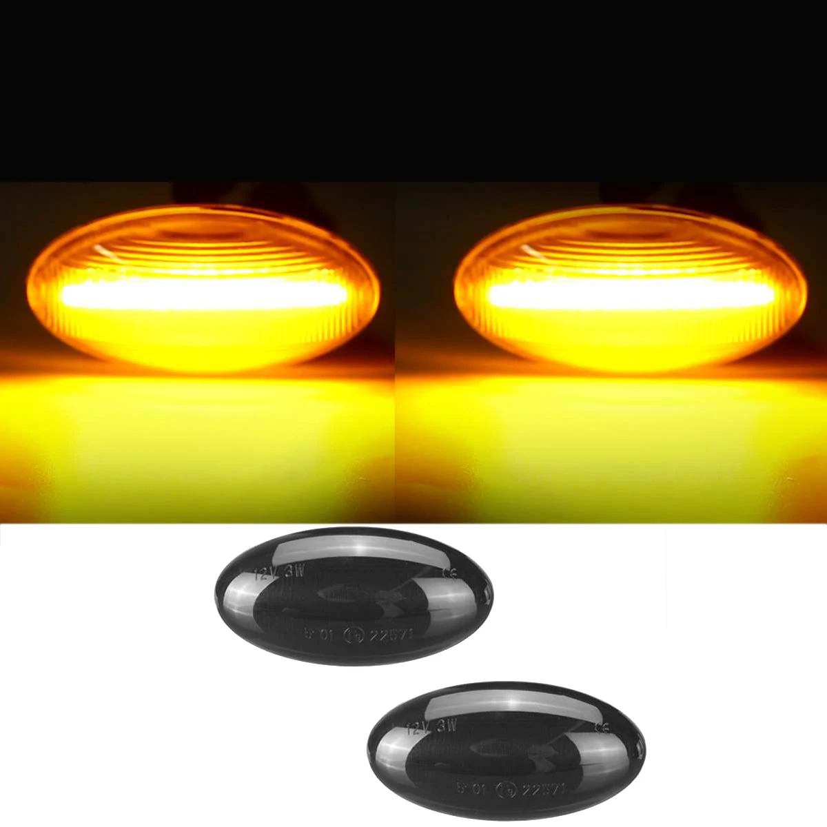 ไฟเลี้ยว LED ข้างรถ2ชิ้น, ไฟกะพริบข้างรถสำหรับ Peugeot 307 206 207 407 107สำหรับ Citroen C1 C2 C3