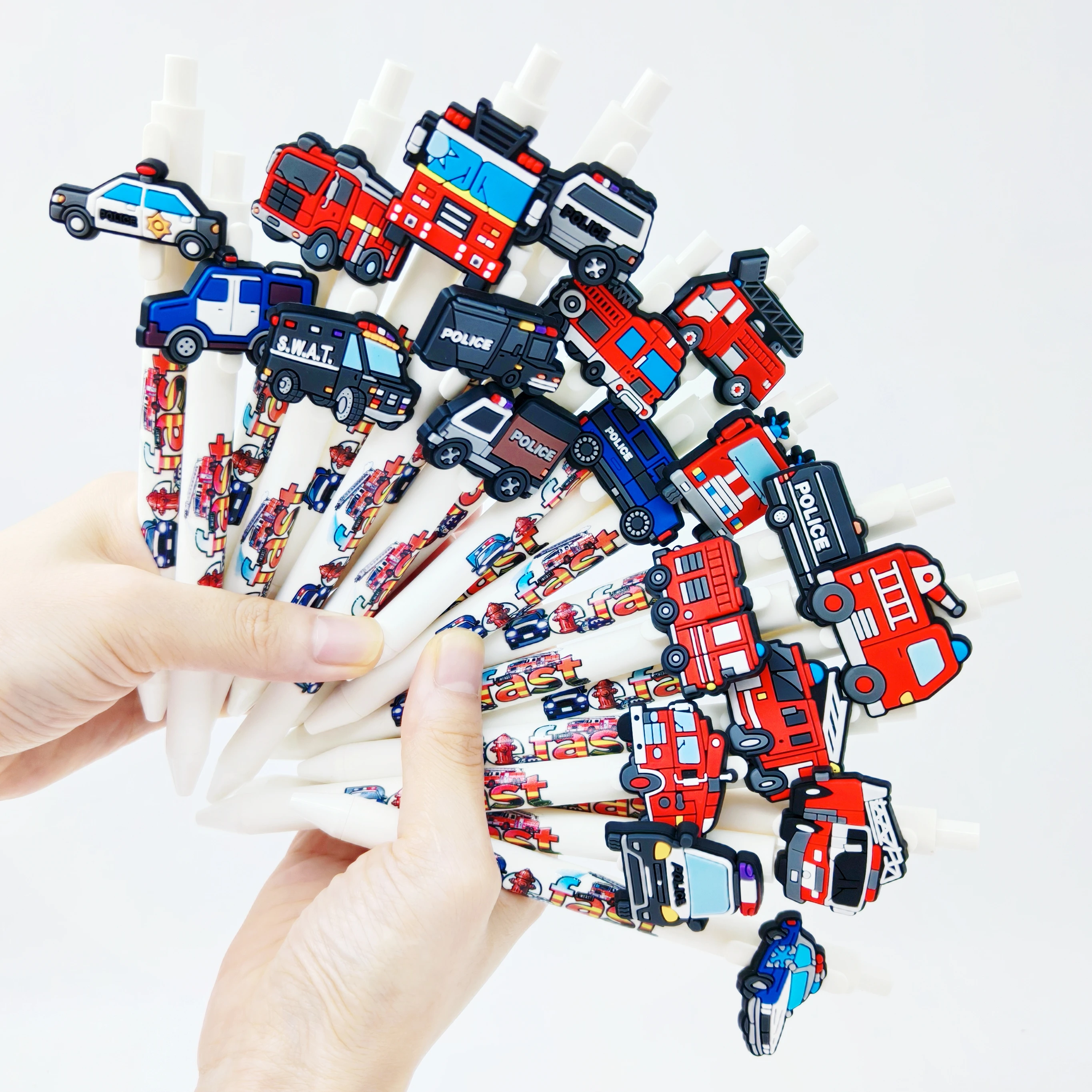 

11 шт./16 шт., пожарная машина и полицейский автомобиль, Стайлинг пастер, белая серия, безопасная рекламная тема, шариковая ручка с принтом