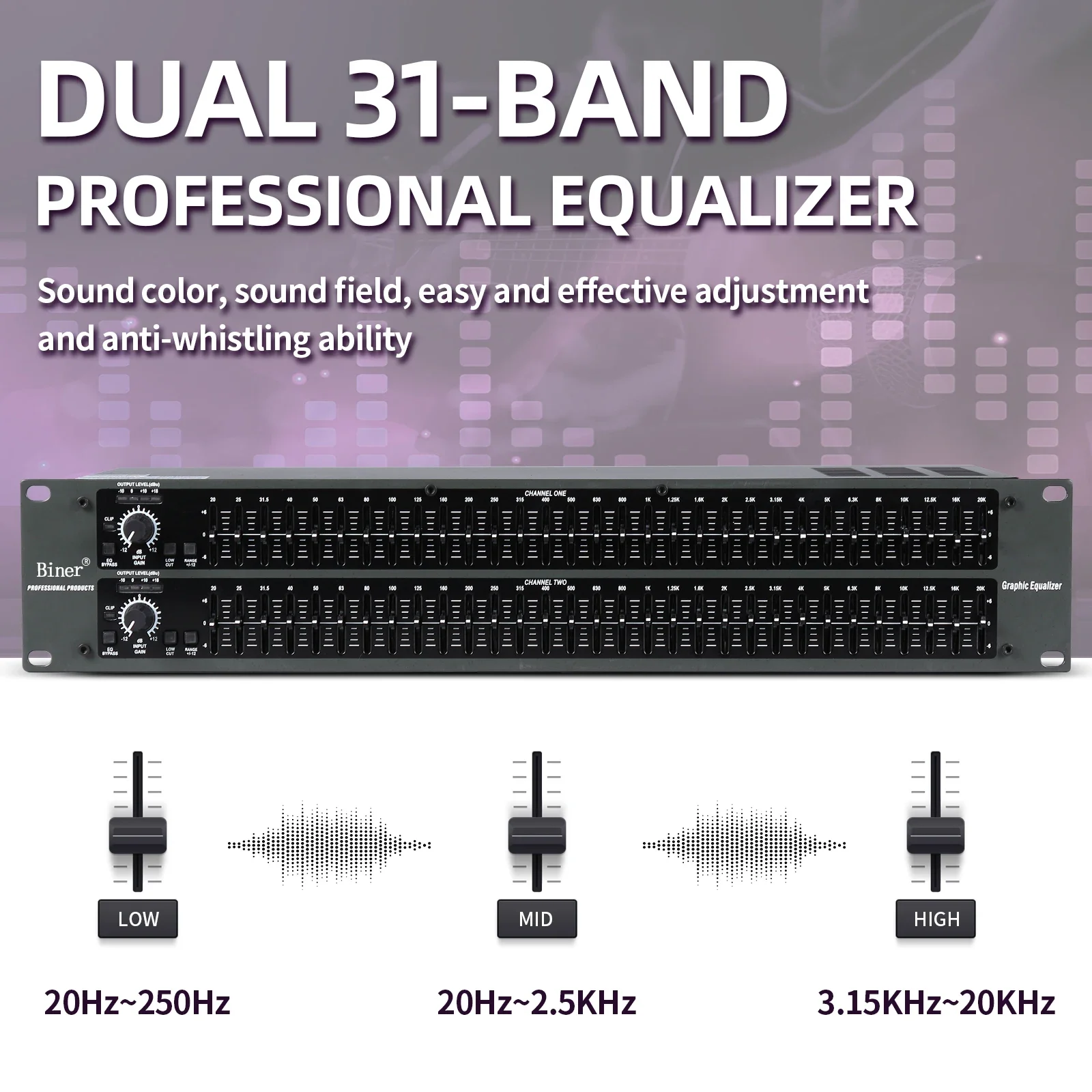 Biner D231 Professional 31-Segment Equalizer For Stage Performance Wedding KTV