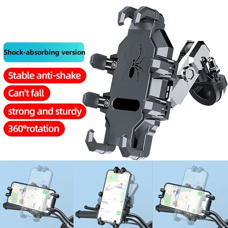 Upgraded Motorcycle Aluminum Anti-Vibration Phone Holder Handlebar Phone Holder Motorcycle Scooter ATV For 4.7''-7.2'' Phones