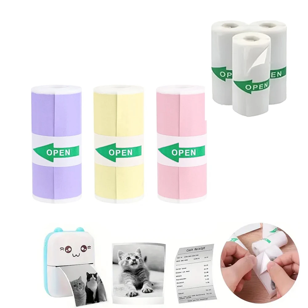 3 Rolls of Mini Printer Paper, Thermal Paper, Printable Stickers for Pocket Thermal Printers