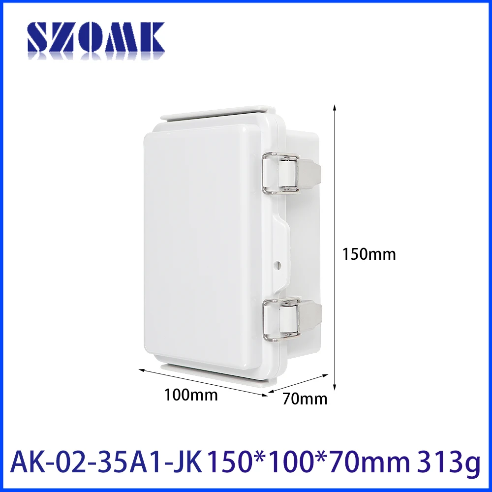 100x150x70mm Hinged Plastic Enclosure Ip67 Waterproof Anti Impact Box Abs Enclosure With Metal Latches