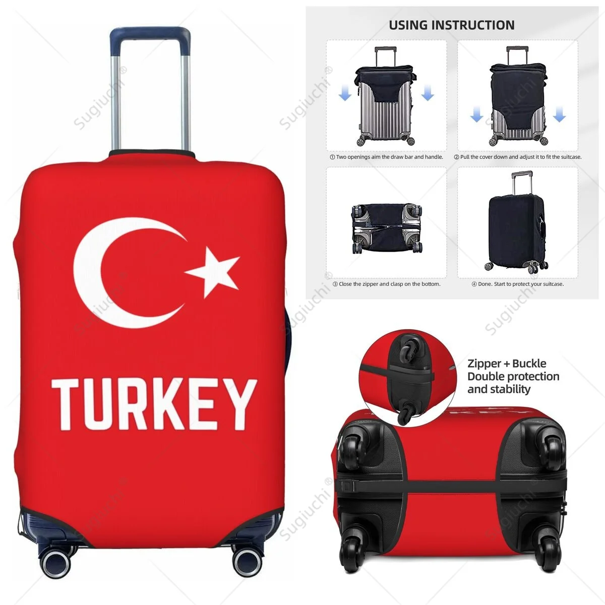 

Turkey Turkiye Flag Luggage Cover Suitcase Elastic Dust Case Travel Accessories Printed Baggage Case Protective