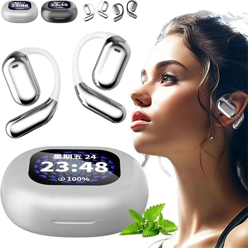 Open Ear Headset Wireless Bluetooth Earbuds,Intelligent Touch Screen Headphones,Built-in Mic,Sport Earphones,for Running Fitness