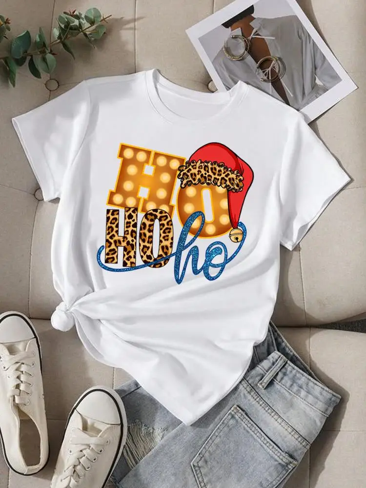 Luipaard Mooie Trend Jaren 90 Stijl Print Vrolijk Kerstfeest Nieuwjaar Top Grafisch T-Shirt Vrouwen Mode Kleding Korte Mouw T-Shirts