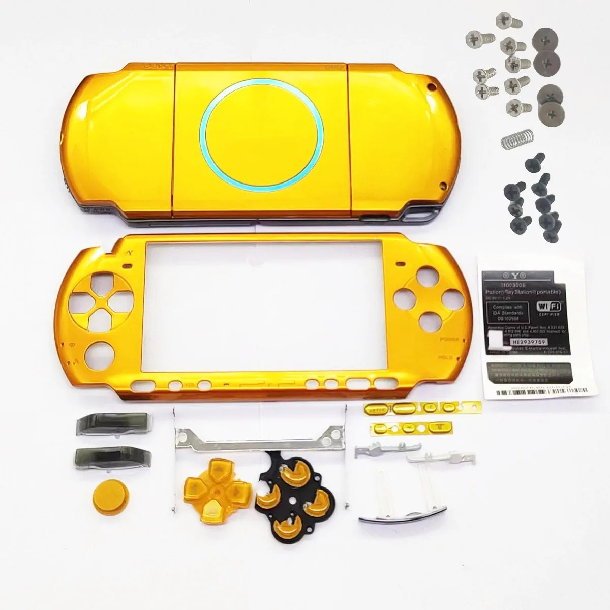 Carcasa de repuesto para juegos Retro DIY, carcasa para consola de juegos PSP3000 PSP 3000, cubierta frontal con Kit de botones, etiqueta de tornillos