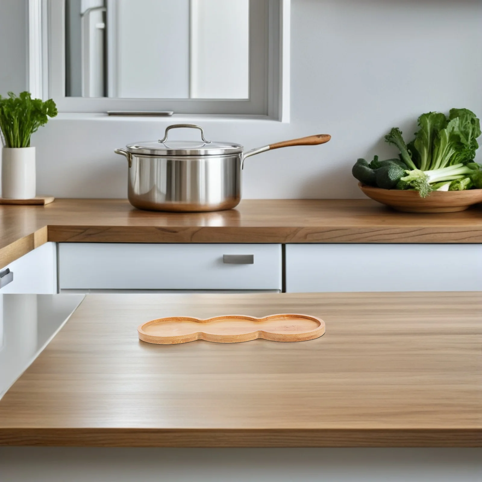 

Bamboo Wine Holder with 3 Holes Secure Drink Storage Non-Slip Beverage Tray for Home Bar Ktv Gatherings Cup Mats for Kitchen