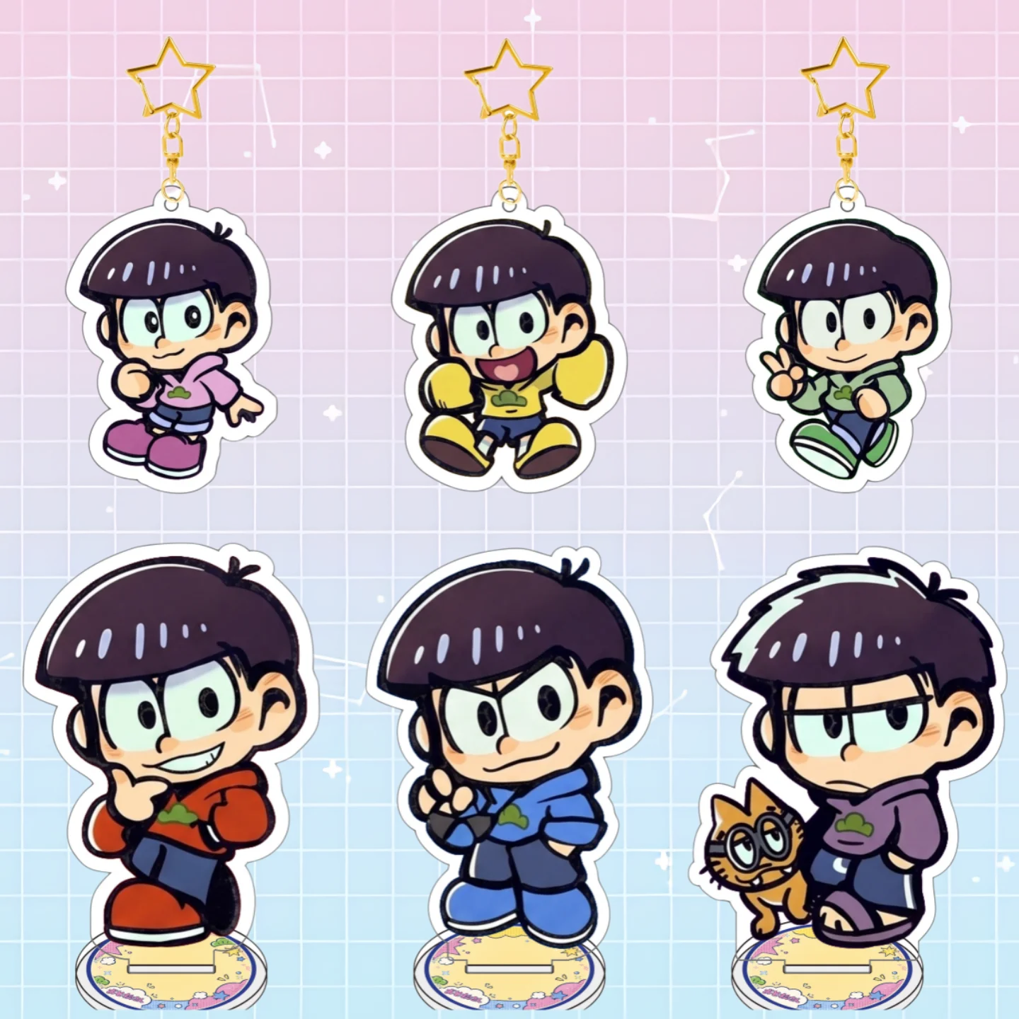 Osomatsu-san Anime Juushimatsu 6-10cm Acrylic Stand Keychain Desktop Ornament Bag Pendant Fan Gift