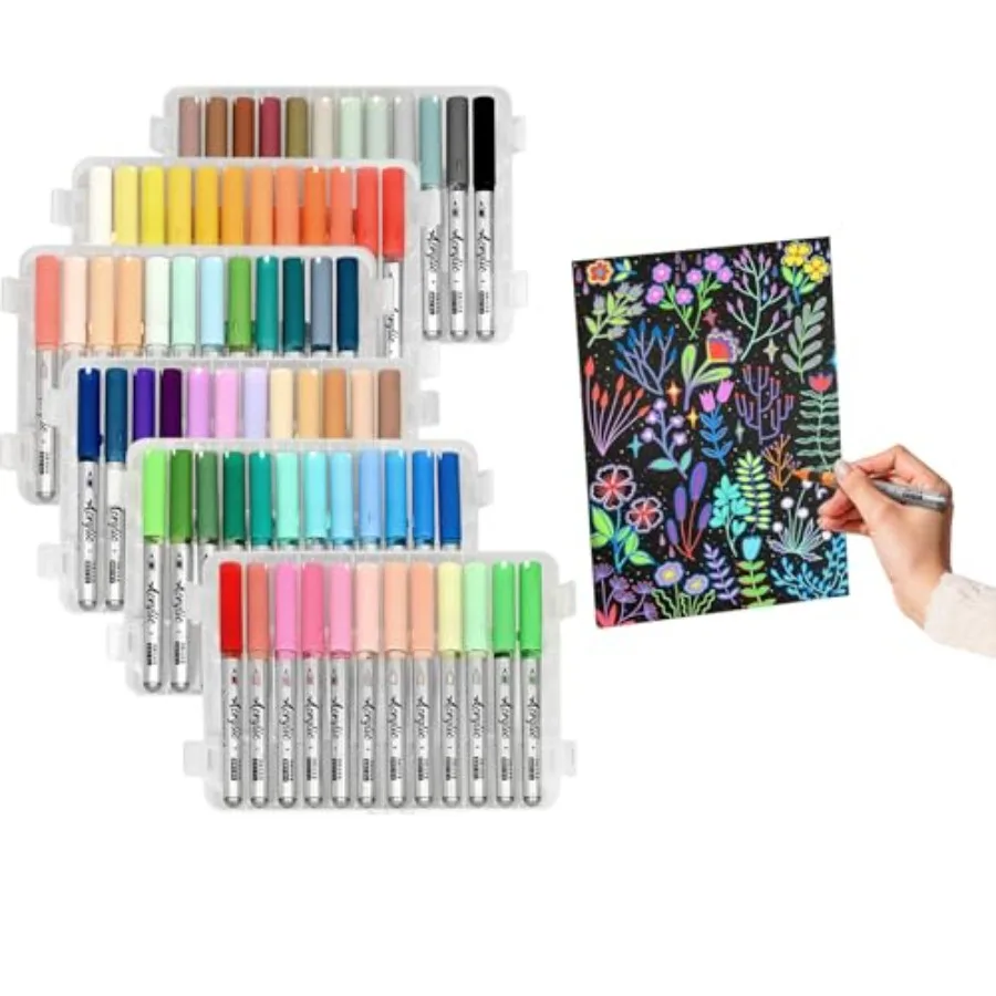 

Gel Ink Acrylic Paint Marker for Pro Studio: Single-color Available Durable Brush Tips Direct Liquid Acrylic Markers for Rock F