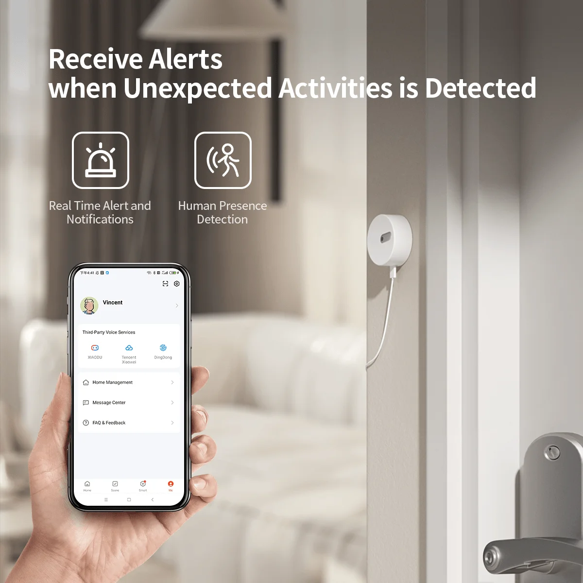 Linptech Presence Sensor ES1 Smart Motion Sensor with 24G mmWave Radar Requires Tuya Zigbee Hub for Home Automation and Security