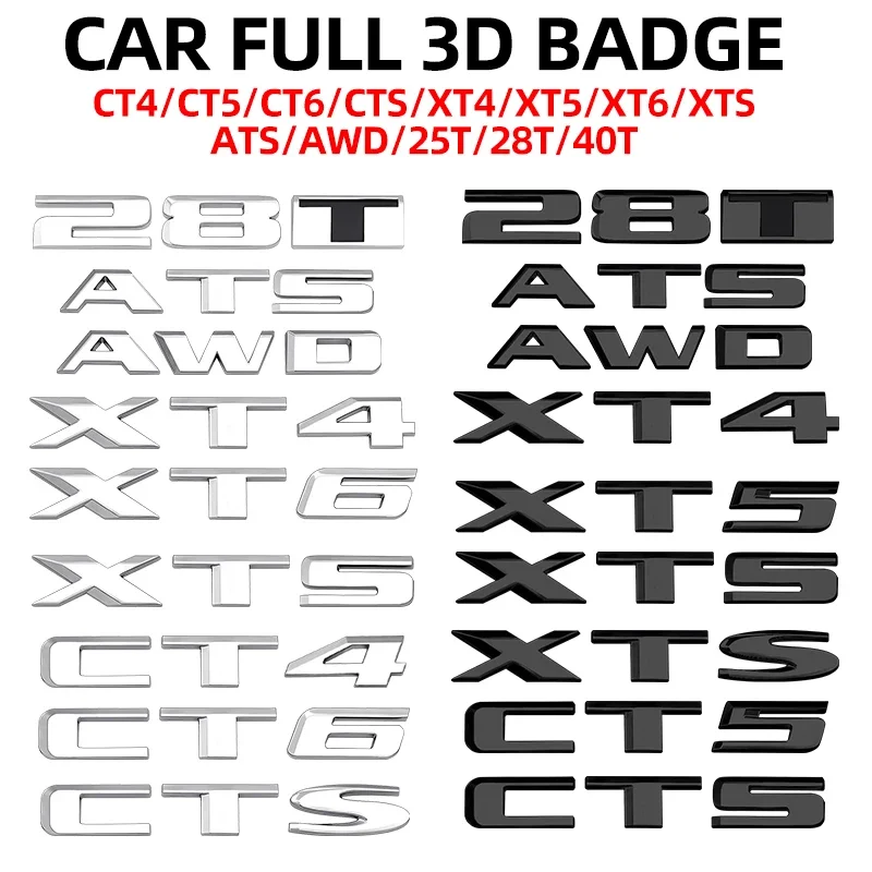 

ABS Car logo Fender side Rear tail door trunk sticker CT4 CT5 CT6 CTS XT4 XT5 XT6 XTS ATS Emblem For Cadillac 25T 28T 40T AWD