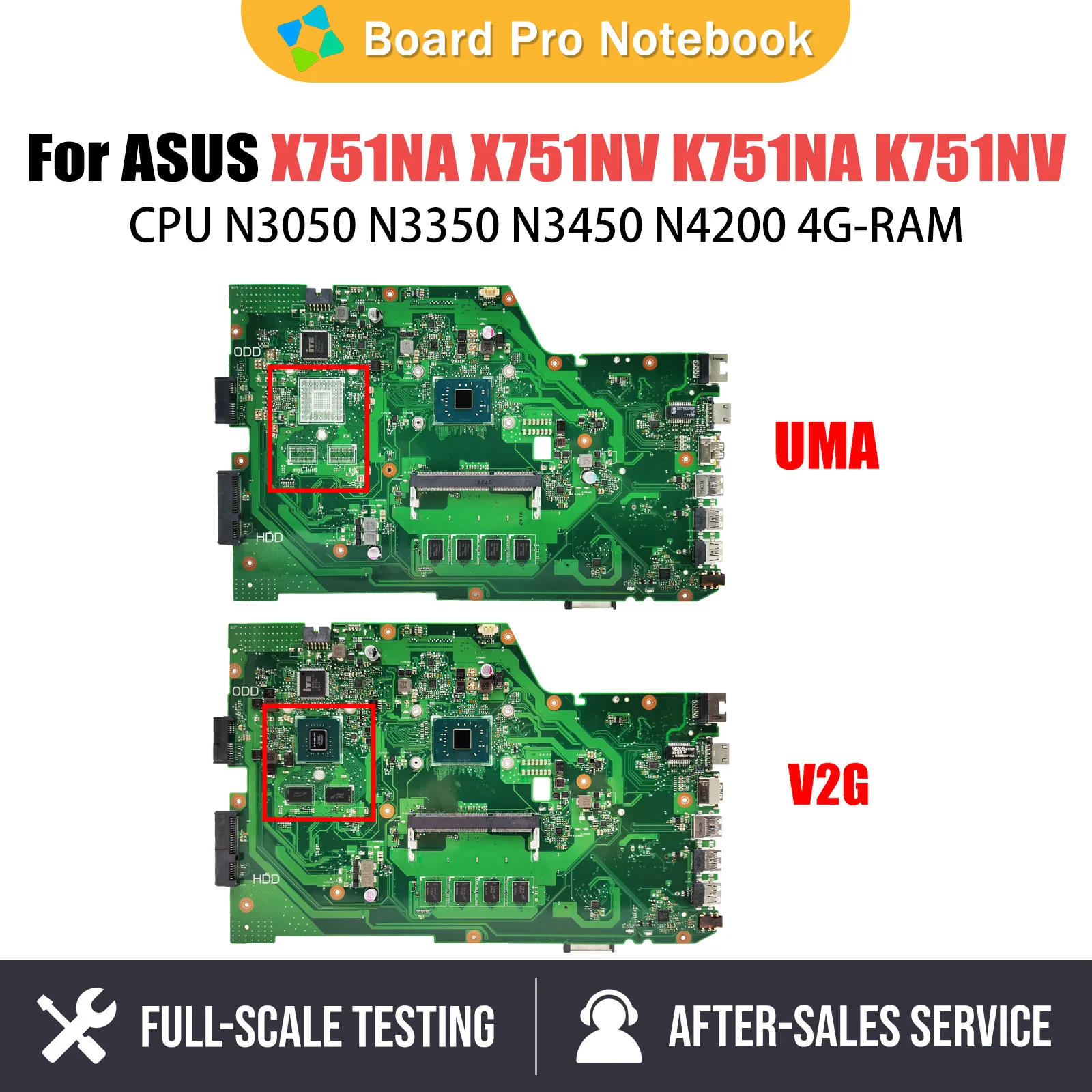 

X751NA Mainboard For ASUS X751NV K751NV X751NC K751NA Laptop Motherboard With N3050 N3350 N3450 N4200 CPU 4G-RAM