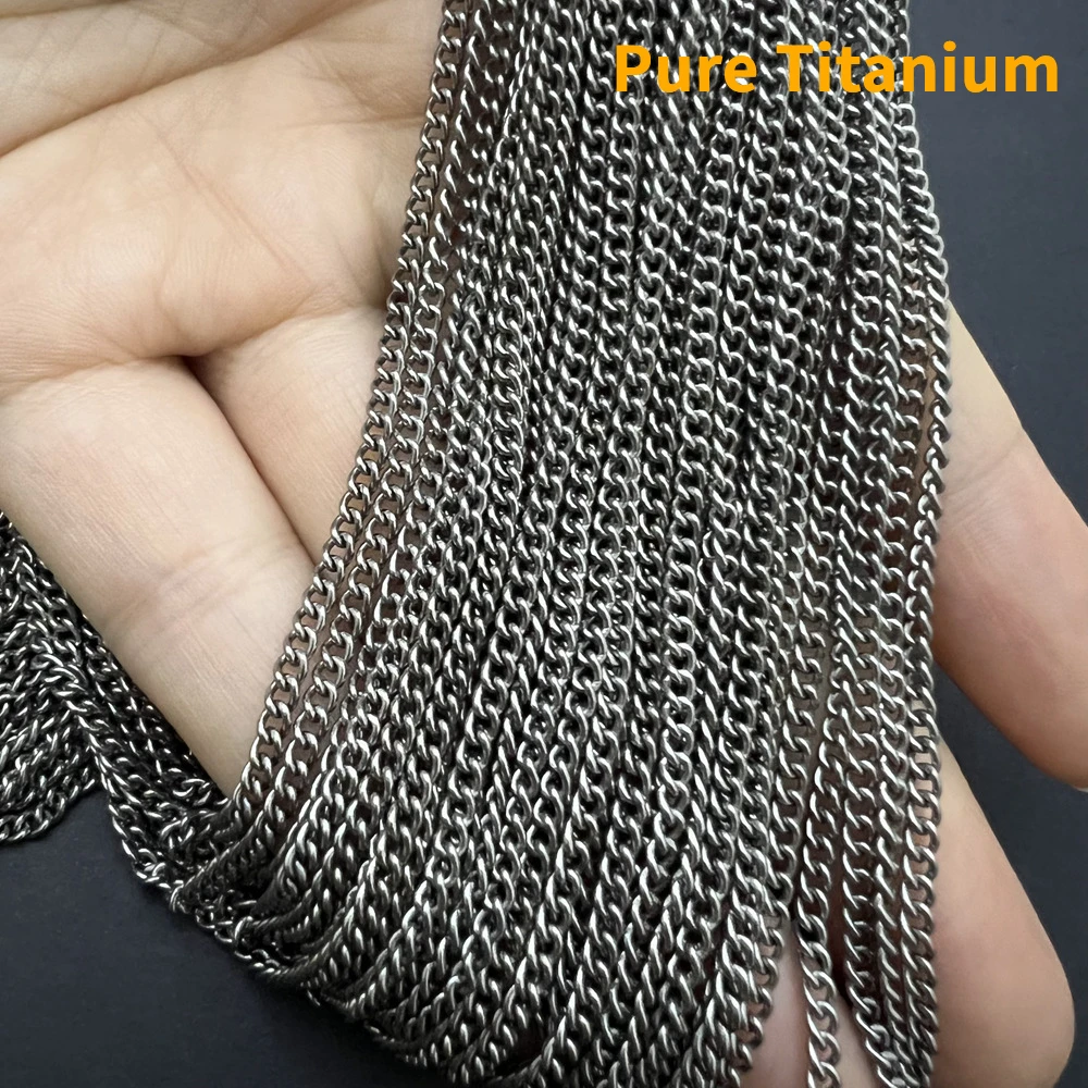 New 10 Meters Chains 2.2mm TA1 Pure Titanium Cross Chains Link O-Shaped Cable Chain for DIY Necklace Bracelet Jewelry Wholesale