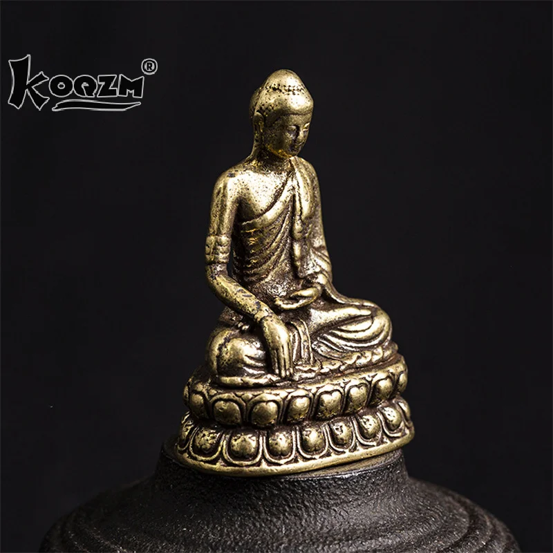 Brass Sakyamuni Buddha Figurines Miniatures Desktop Ornament Antique Copper Dharma Master Statue Decoration